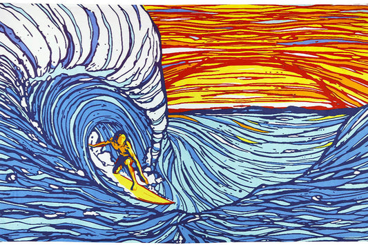 Sunset Surfer Tapestry 60x90" by Sunshine Joy