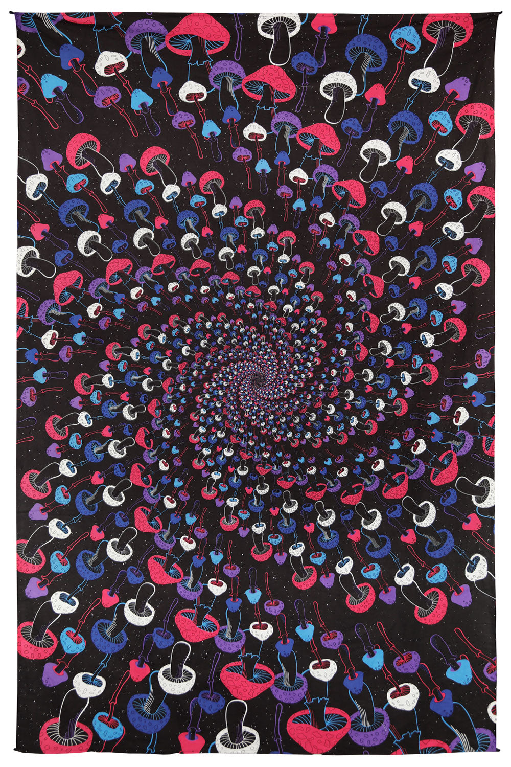 3D Glow-in-the-Dark Magic Mushroom Spiral Tapestry by Sunshine Joy