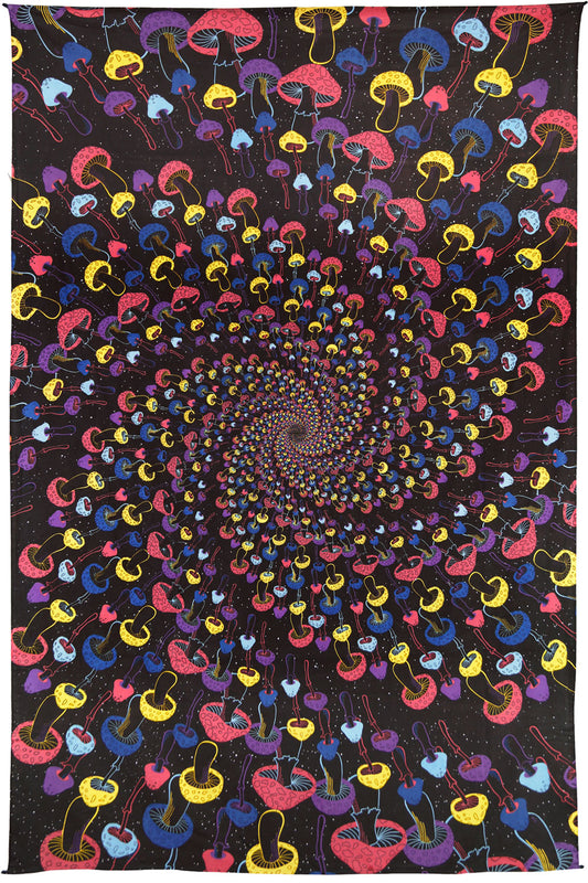 3D Shroom Spiral Tapestry 60x90" by Sunshine Joy