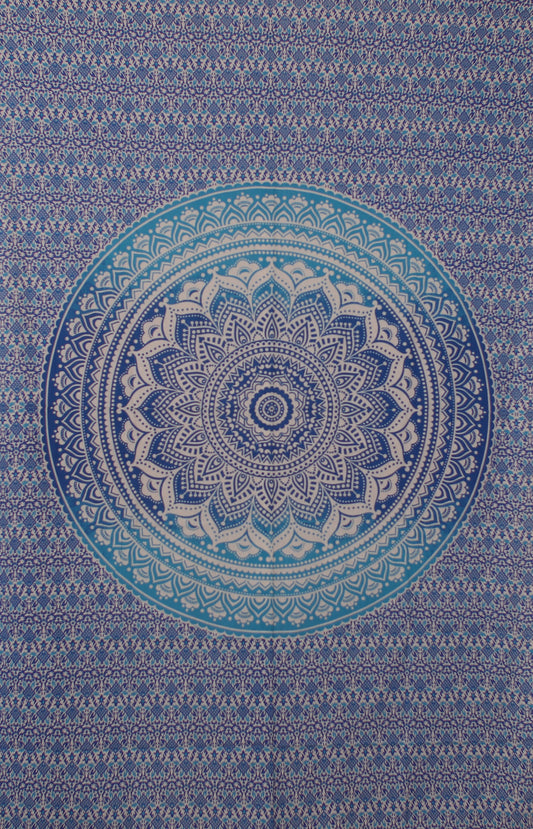 Zest For Life Blue Mandala Tapestry 52x80"