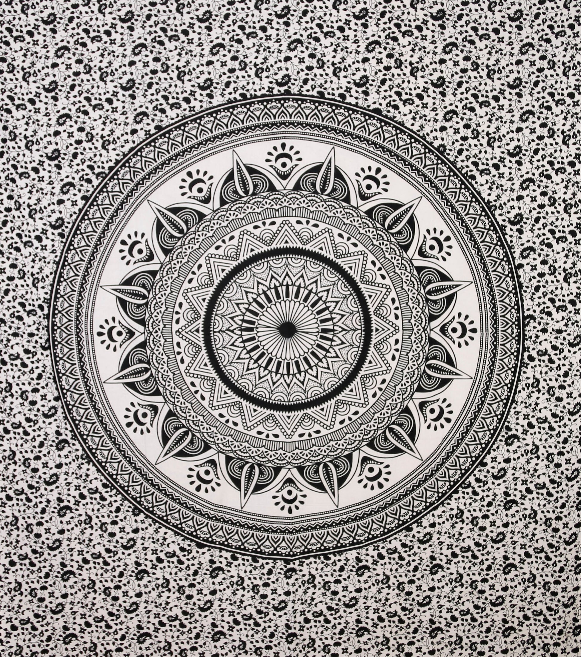 Black-White Mandala Tapestry 84x95" by Zest For Life