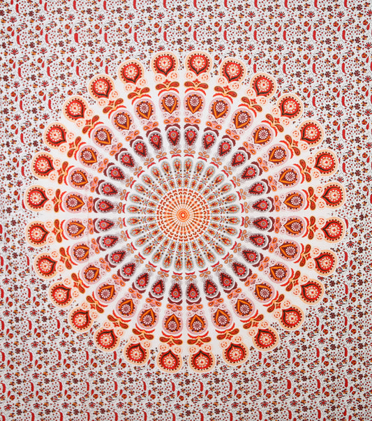 Circle Plume Tapestry Red 84x95" by Zest For Life