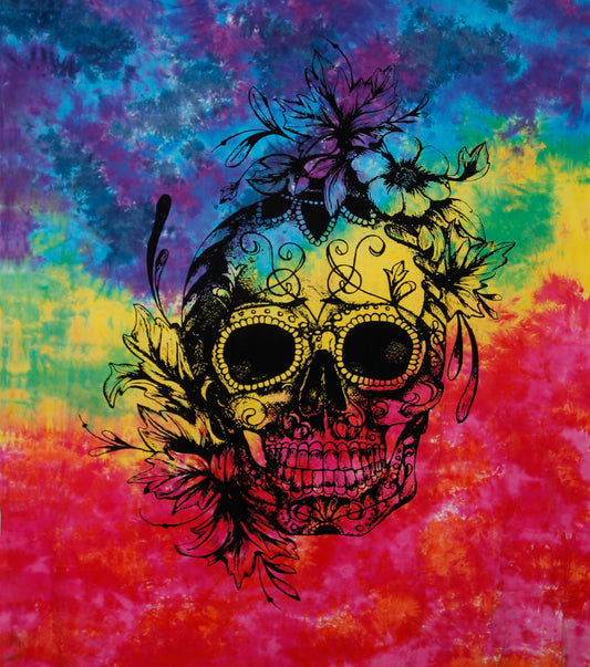 Flower Skull Tapestry 84x95" by Zest For Life
