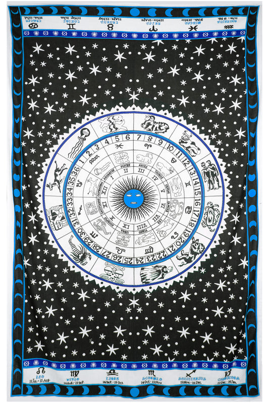 Zest For Life Zodiac Astrology Tapestry 52x80" Blue   **SALE**