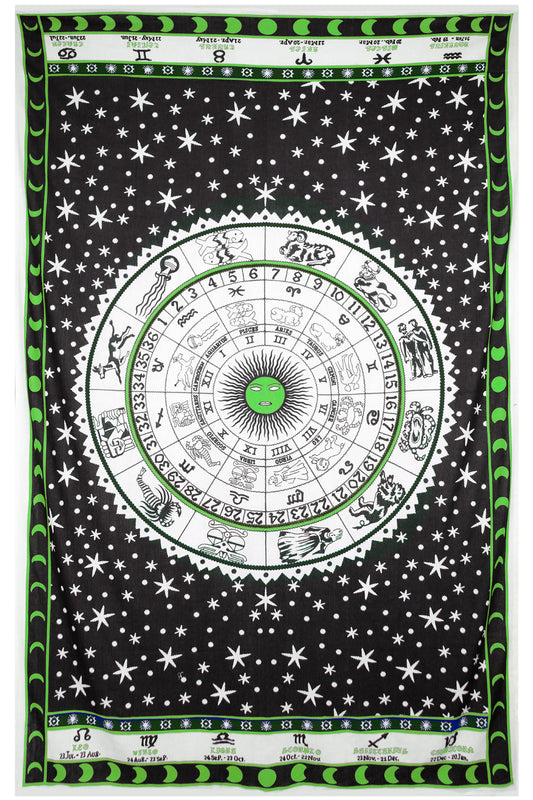 Zest For Life Zodiac Astrology Tapestry 52x80" Green